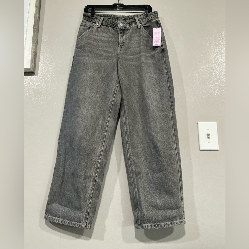Women's 90s Mid Rise Relaxed Straight Jeans.   Gray  Wash 6 - Picture 5 of 16